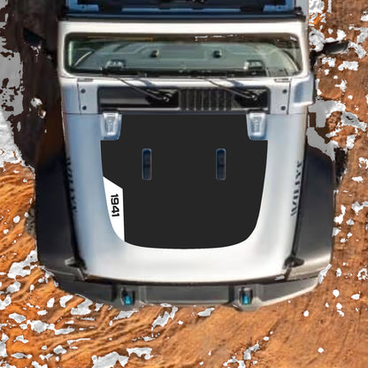 Hood Panel Decal/Sticker - Left Side 1941 Graphic Decal Graphic Kit - For Jeep JL JLU Sahara 2018-2025 - Premium Vinyl