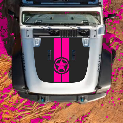 Hood Panel Decal/Sticker - Star and Stripes Graphic Decal Graphic Kit - For Jeep JL JLU Sahara 2018-2025 - Premium Vinyl