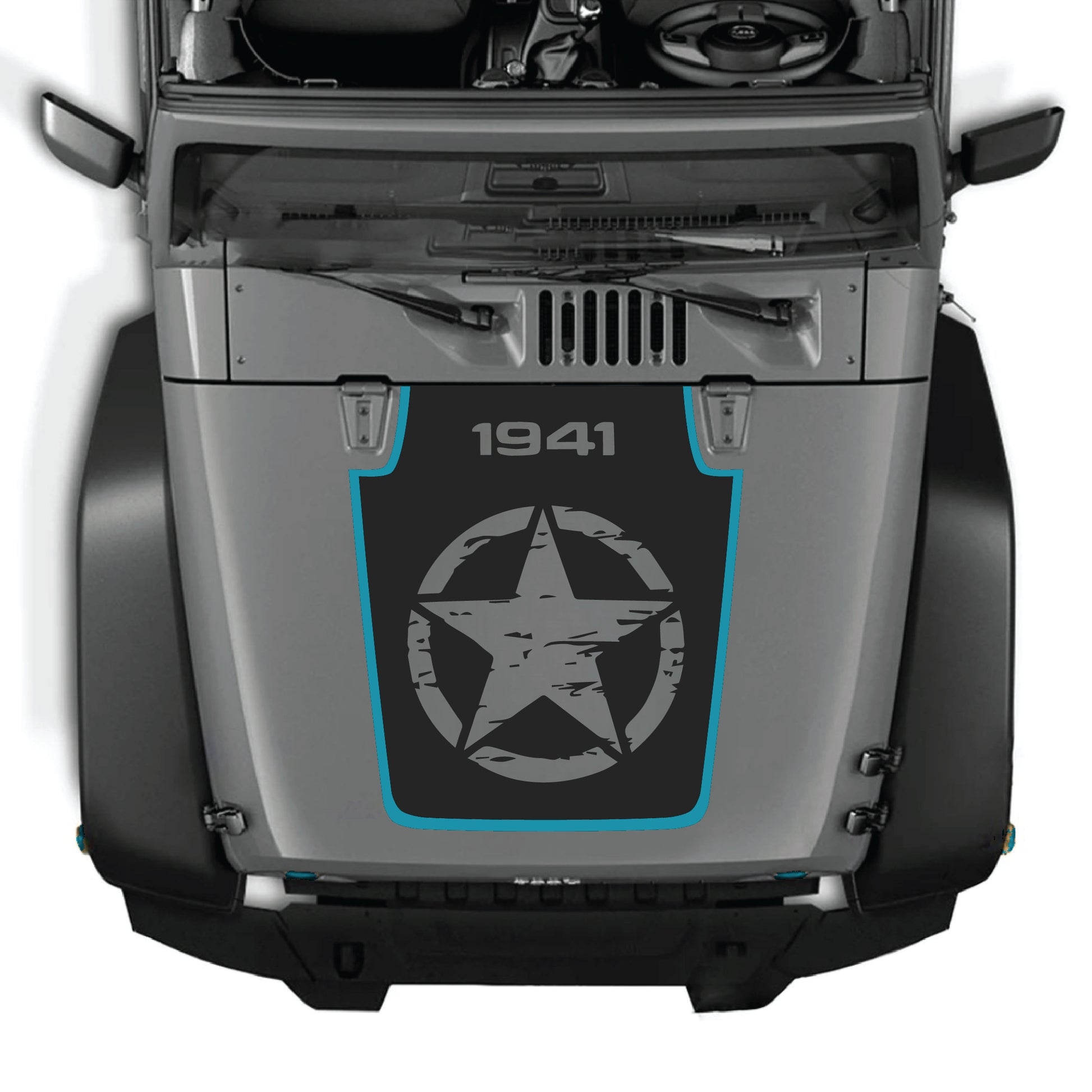 Calcomanía completa para cofre de Jeep Wrangler JK con gráfico de estrella de CarCode, hecha de vinilo premium para un estilo todoterreno llamativo.
