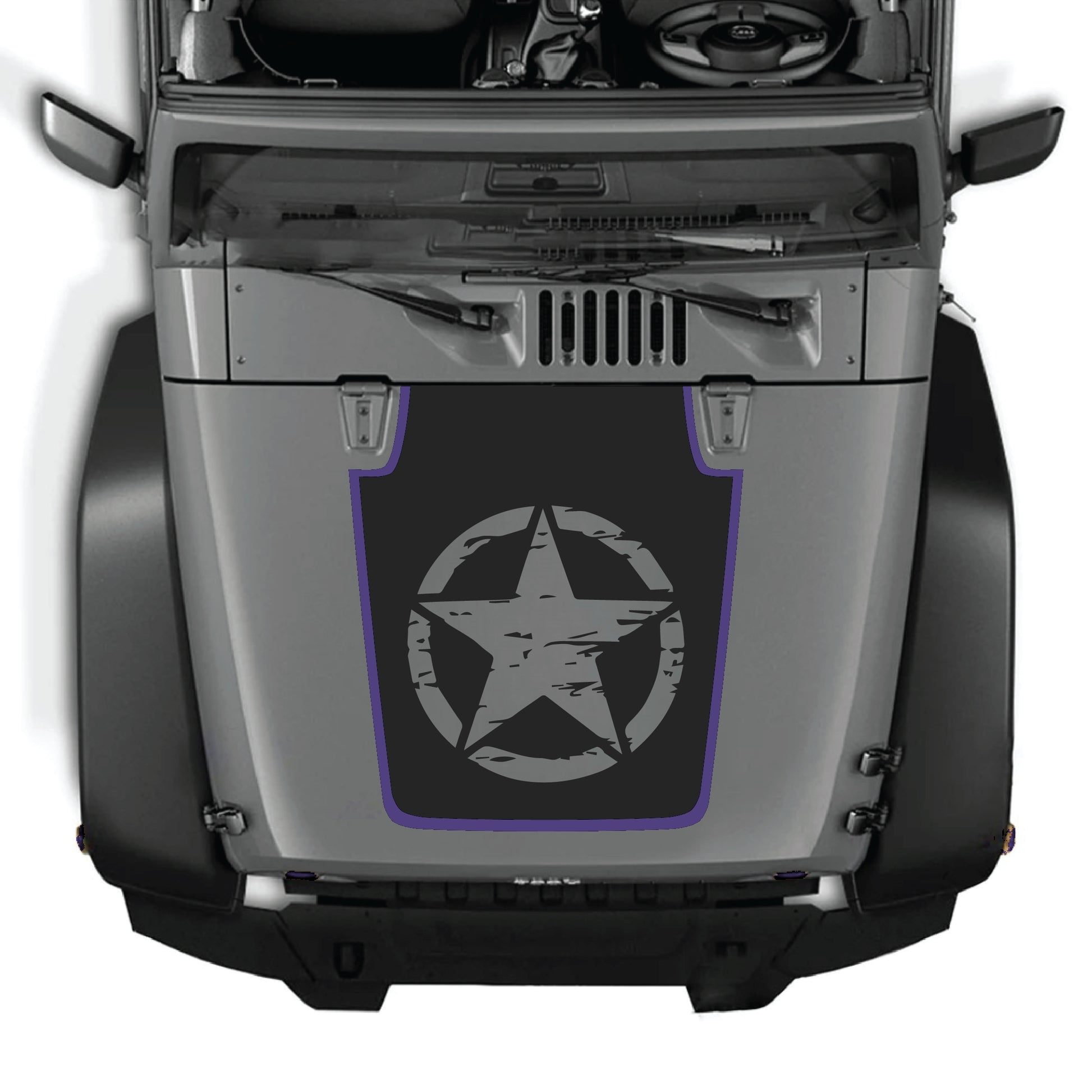Kit gráfico completo de calcomanías de capó con estrella para Jeep Wrangler JK y JKU, fabricado en vinilo premium por CarCode.