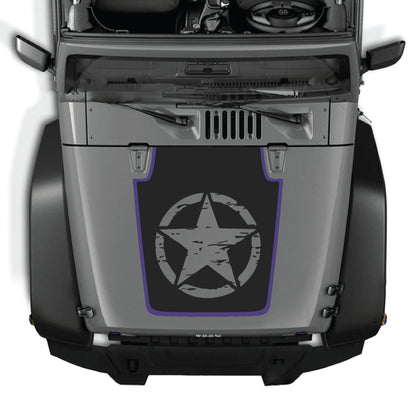 Kit gráfico completo de calcomanías de capó con estrella para Jeep Wrangler JK y JKU, fabricado en vinilo premium por CarCode.