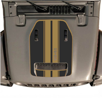 Hood Panel Decal/Sticker - 1941 Stripes with Border Graphic Decal Graphic Kit - For Jeep JL JLU 392 2018 - Premium Vinyl