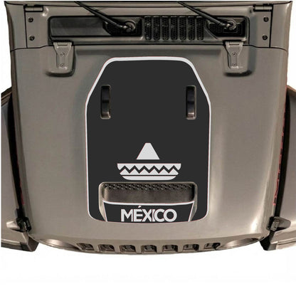 Hood Panel Decal/Sticker - Mexico Style with Border Graphic Decal Graphic Kit - For Jeep JL JLU 392 2018 - Premium Vinyl