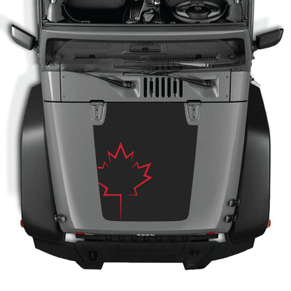 Canada leaf hood decal for Jeep Wrangler JK JKU, premium vinyl sticker with graphic kit, by CarCode.