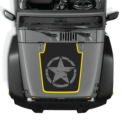 alt
Kit completo de calcomanías para capó con estrellas en un Jeep Wrangler JK JKU, hecho de vinilo premium por CarCode, con diseños de estrellas audaces.