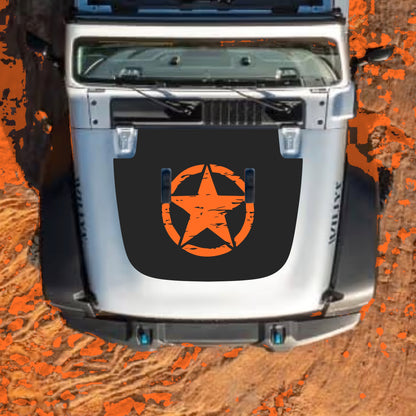 Hood Panel Decal/Sticker - Center Star Graphic Decal Graphic Kit - For Jeep JL JLU Sahara 2018-2025 - Premium Vinyl
