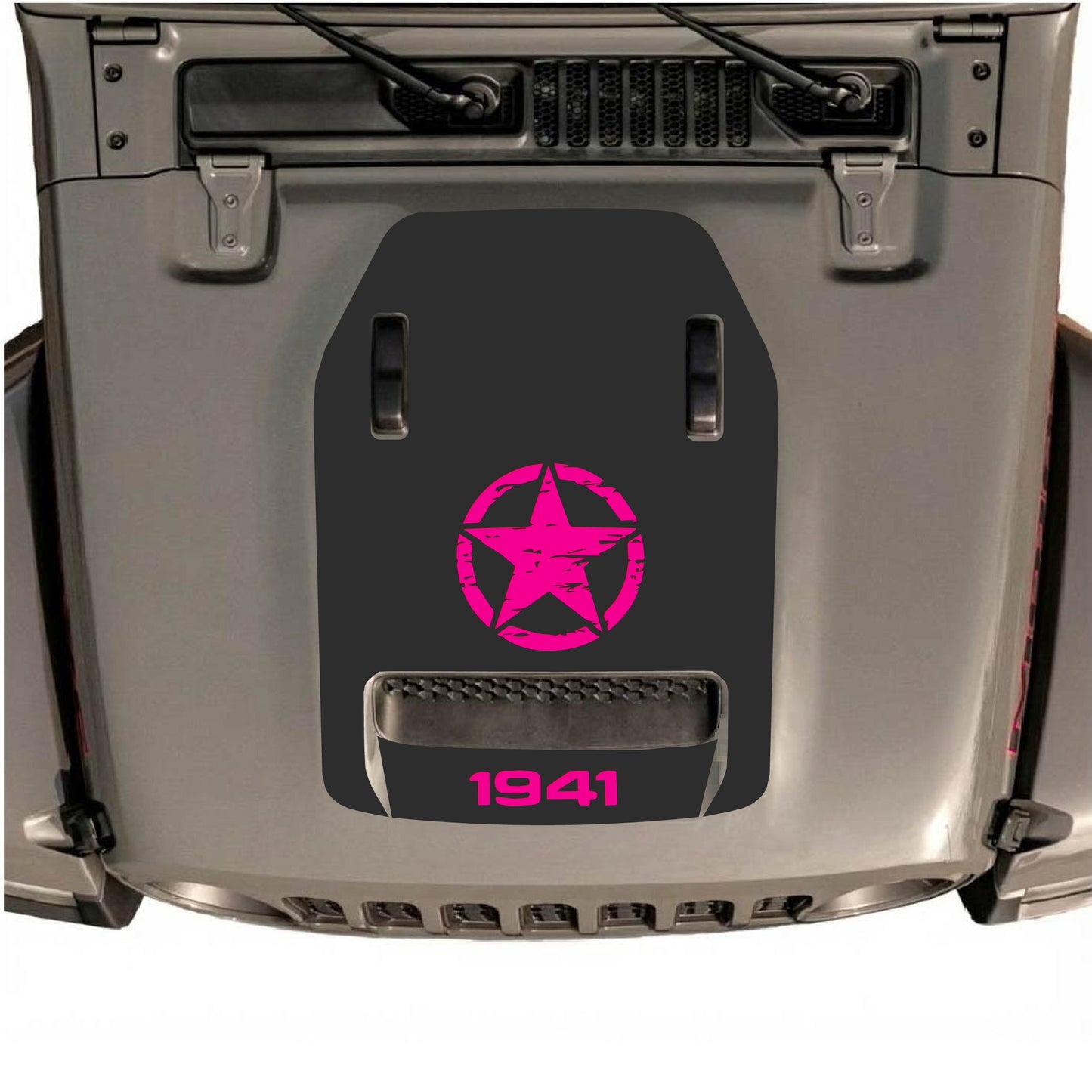 Hood Panel Decal/Sticker - 1941 Center Star Graphic Decal Graphic Kit - For Jeep JL JLU 392 2018 - Premium Vinyl