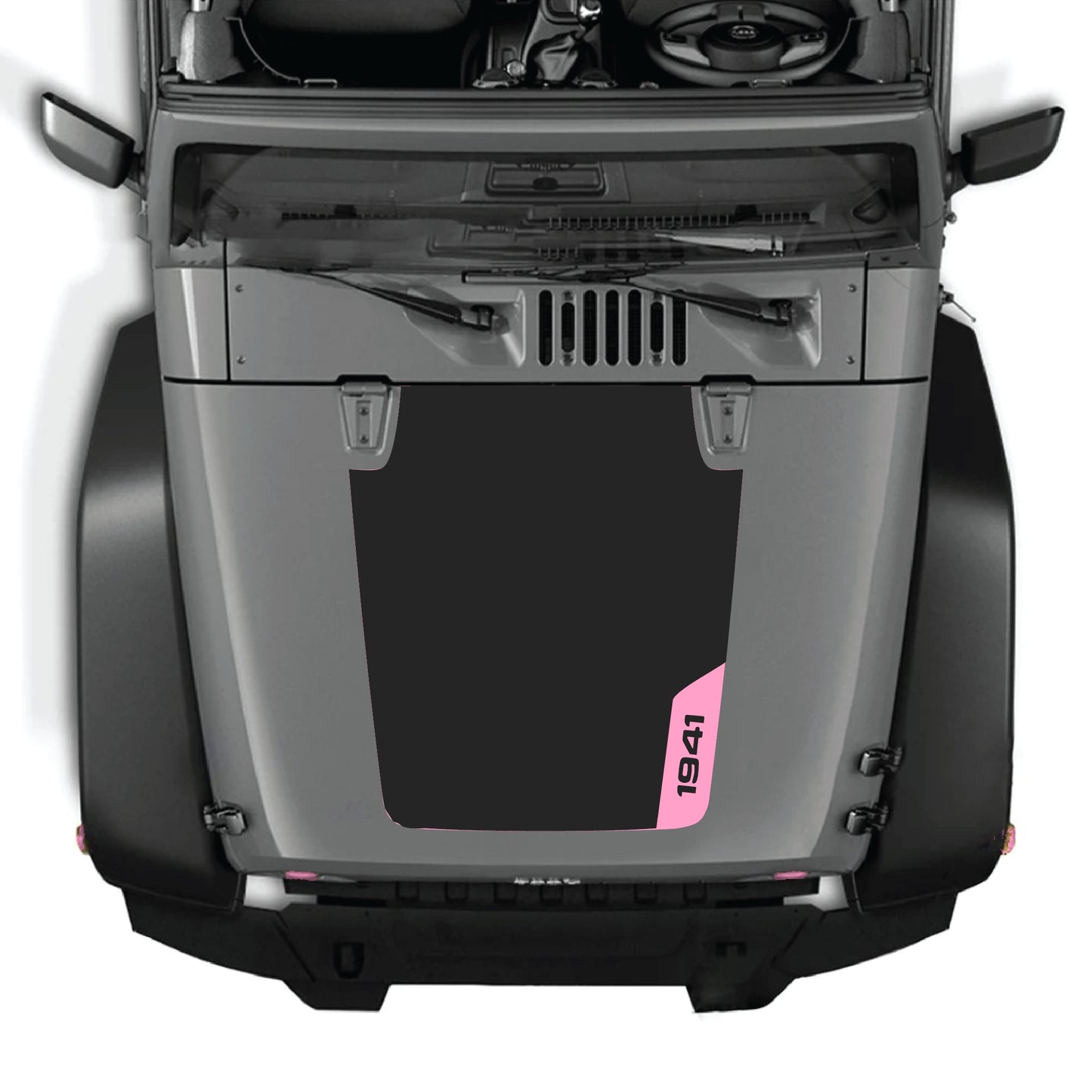 Right side hood decal graphic kit for Jeep Wrangler JK JKU 2007-2018, premium vinyl CarCode decal with 1941 design.