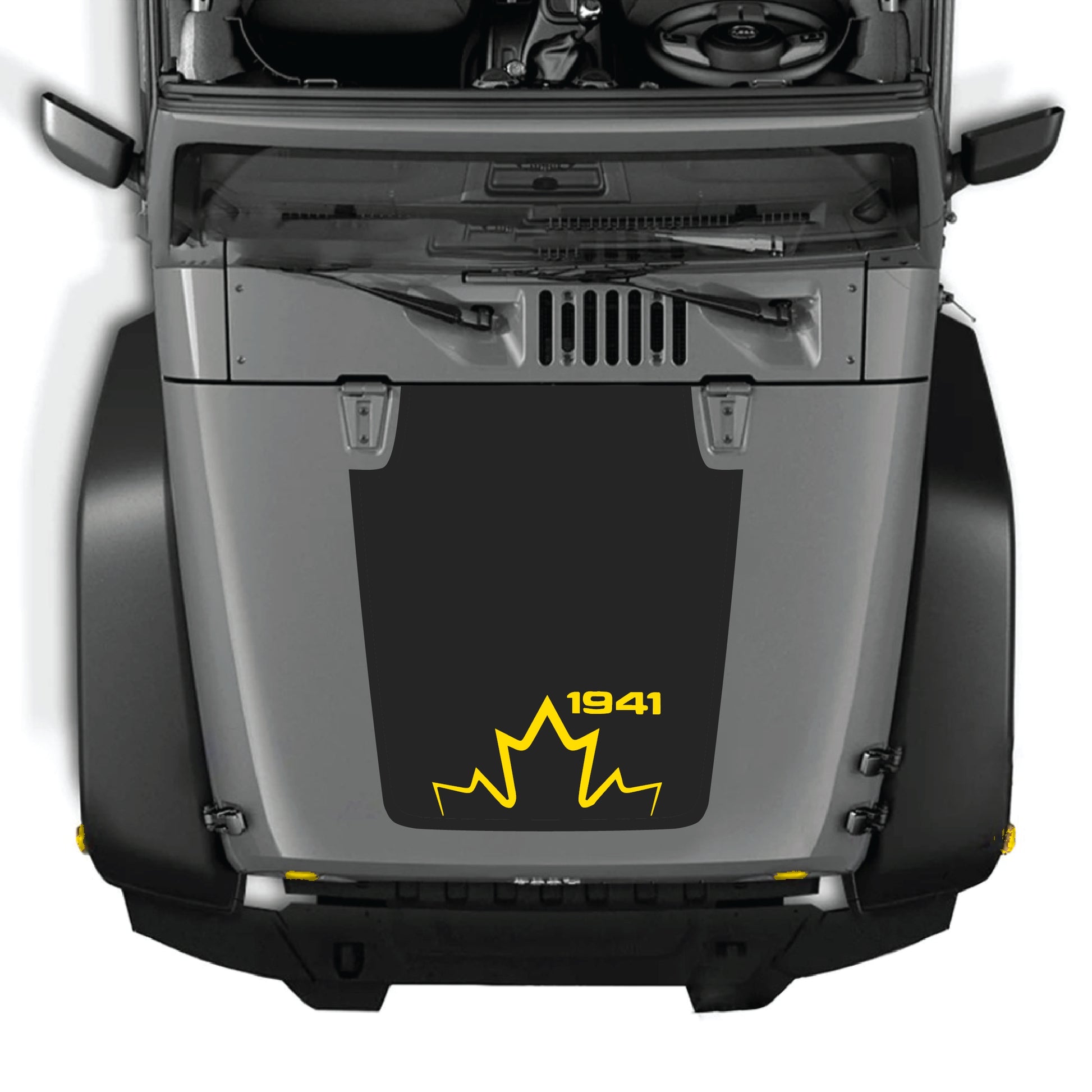 Canada 1941 hood decal graphic kit for Jeep Wrangler JK JKU 2007-2018, made of premium vinyl with bold design.