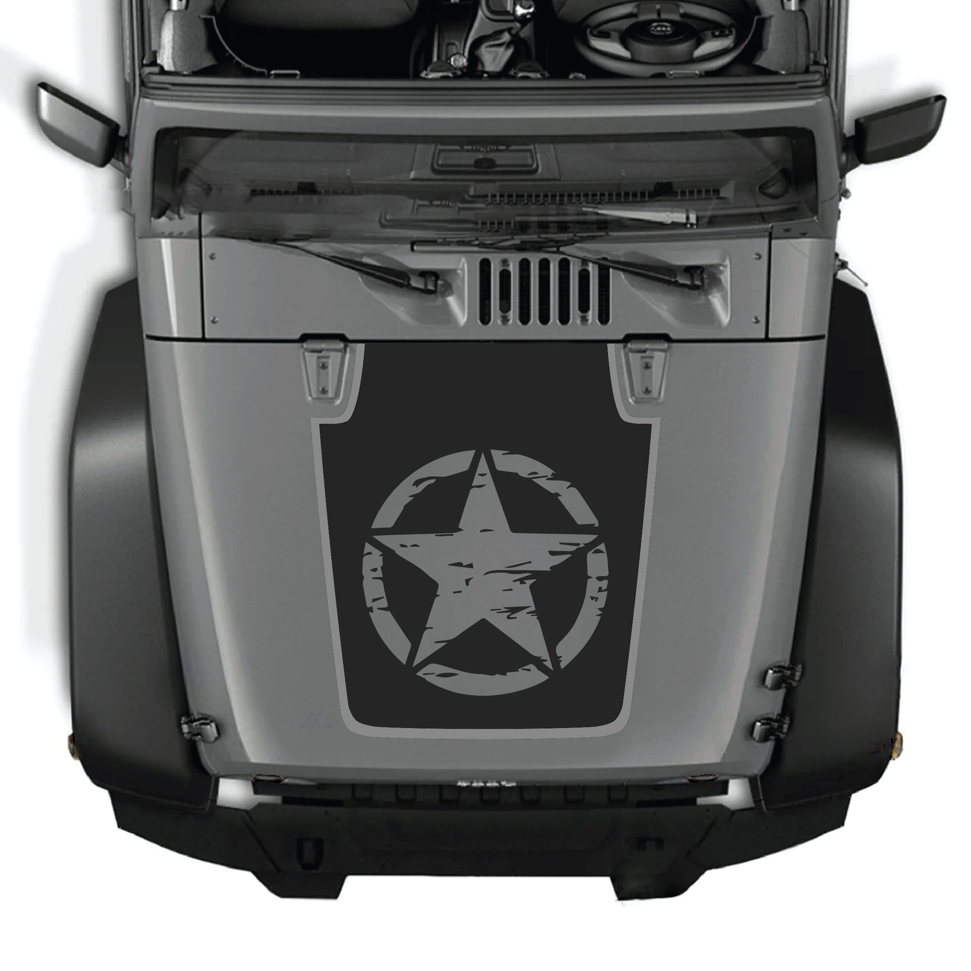 Kit gráfico completo de calcomanía con estrellas para el capó de Jeep Wrangler JK JKU 2007-2018, hecho de vinilo premium por CarCode.