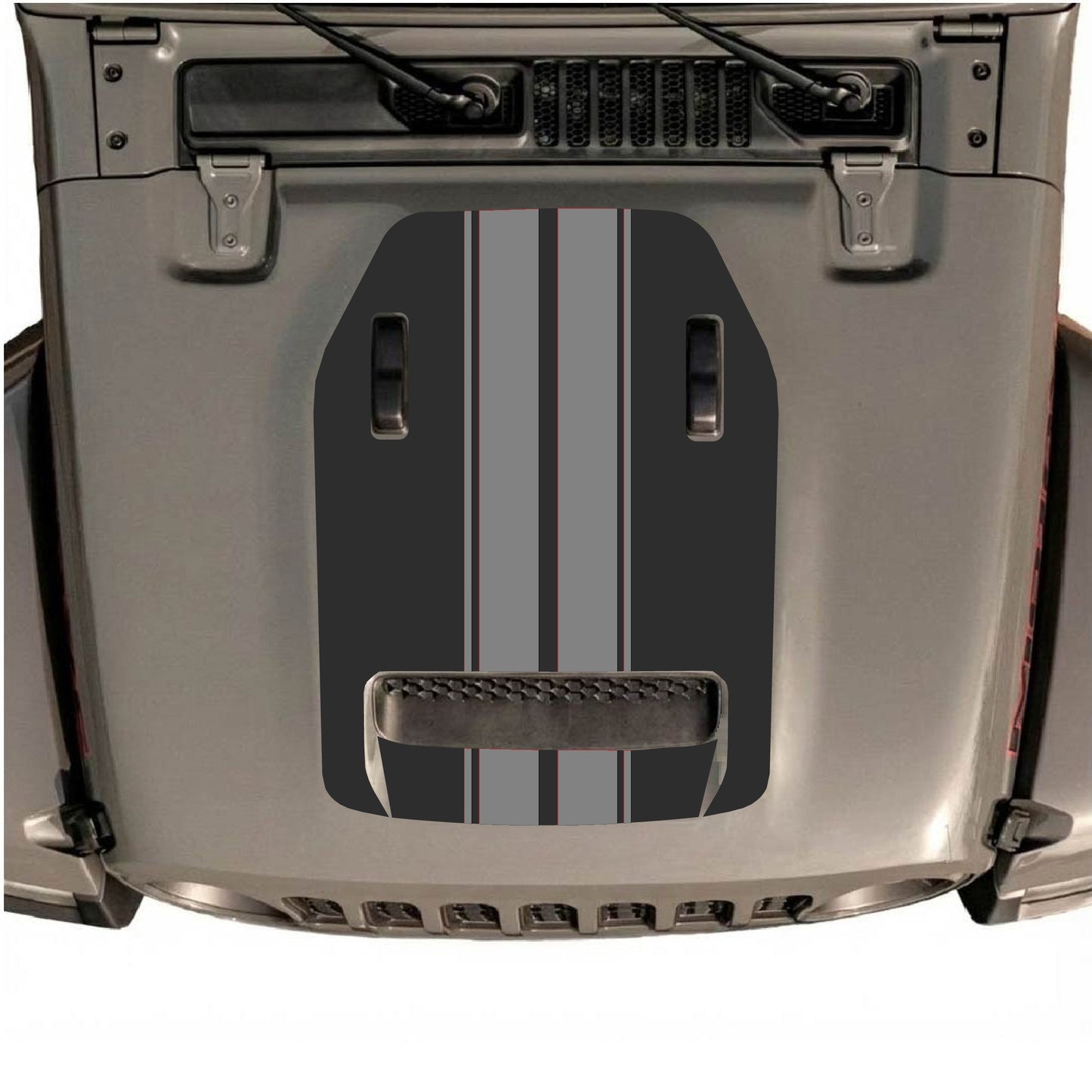 Hood Panel Decal/Sticker - Stripes Graphic Decal Graphic Kit - For Jeep JL JLU 392 2018 - Premium Vinyl