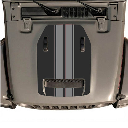 Hood Panel Decal/Sticker - Stripes Graphic Decal Graphic Kit - For Jeep JL JLU 392 2018 - Premium Vinyl