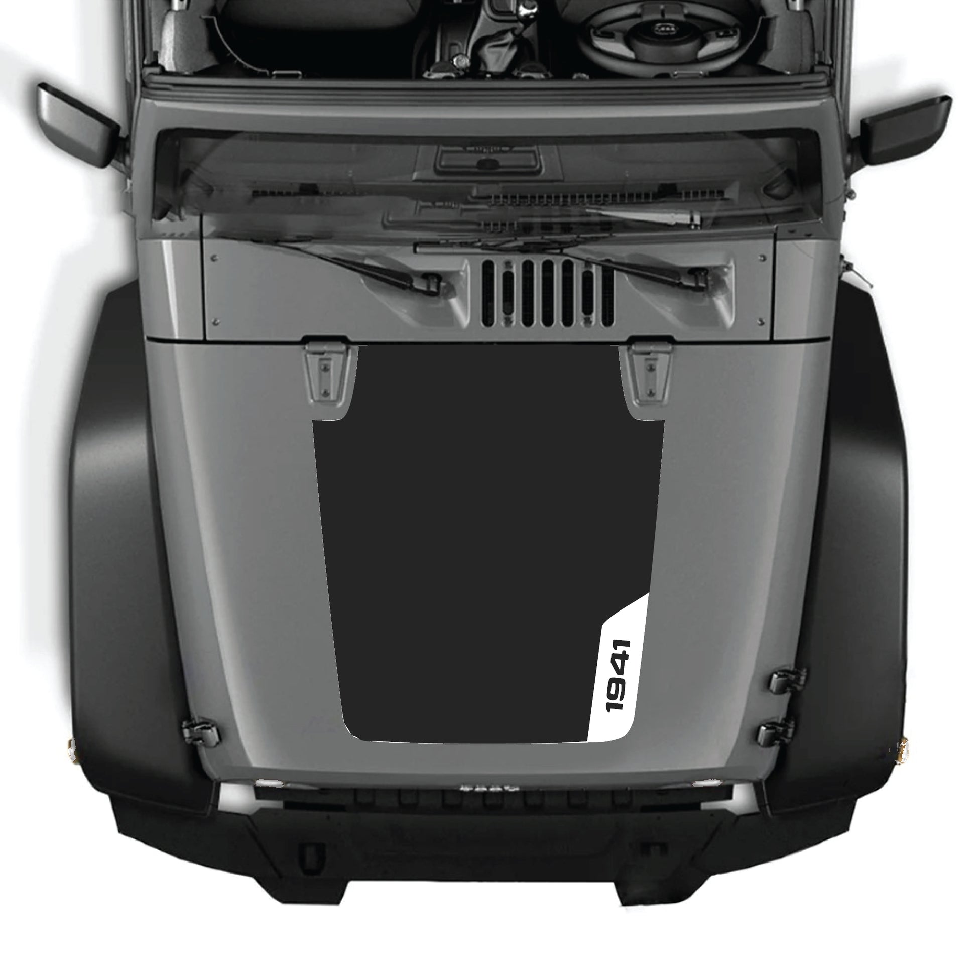 Right side hood decal graphic kit for Jeep Wrangler JK JKU 2007-2018, premium vinyl CarCode decal with 1941 design.