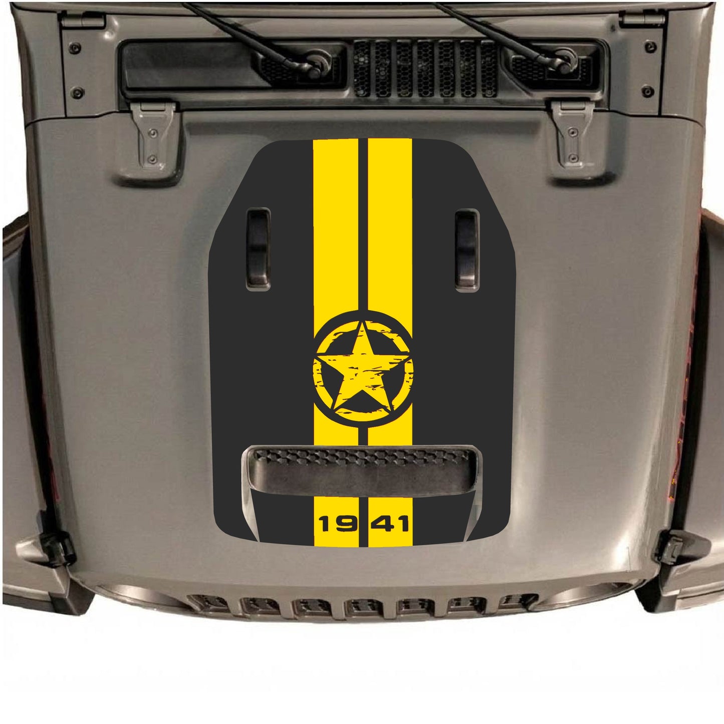 Hood Panel Decal/Sticker - 1941 Star & Stripes Graphic Decal Graphic Kit - For Jeep JL JLU 392 2018 - Premium Vinyl