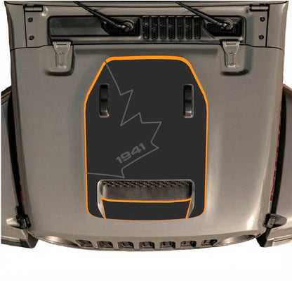Hood Panel Decal/Sticker - 1941 Canada Full Leaf with Border Graphic Decal Graphic Kit - For Jeep JL JLU 392 2018 - Premium Vinyl