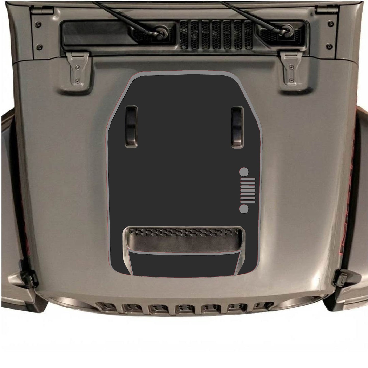 Hood Panel Decal/Sticker - Right Side Grill with Border Graphic Decal Graphic Kit - For Jeep JL JLU 392 2018 - Premium Vinyl
