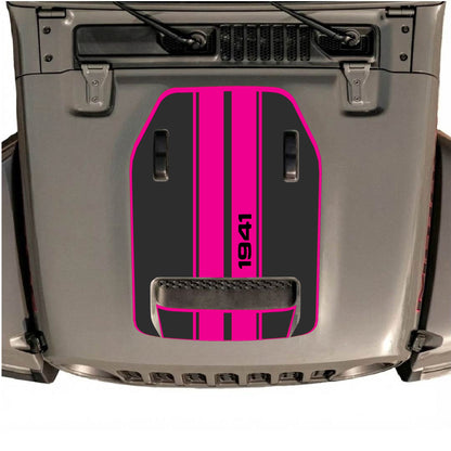 Hood Panel Decal/Sticker - 1941 Stripes with Border Graphic Decal Graphic Kit - For Jeep JL JLU 392 2018 - Premium Vinyl