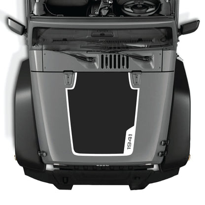 Right side hood decal with 1941 border graphic for Jeep Wrangler JK JKU 2007-2018, made of premium vinyl by CarCode.