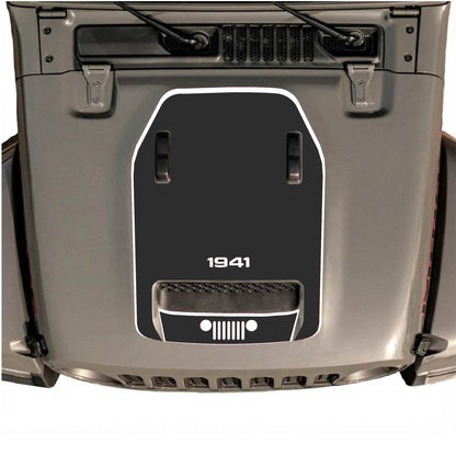 Hood Panel Decal/Sticker - 1941 Bottom Grill with Border Graphic Decal Graphic Kit - For Jeep JL JLU 392 2018 - Premium Vinyl