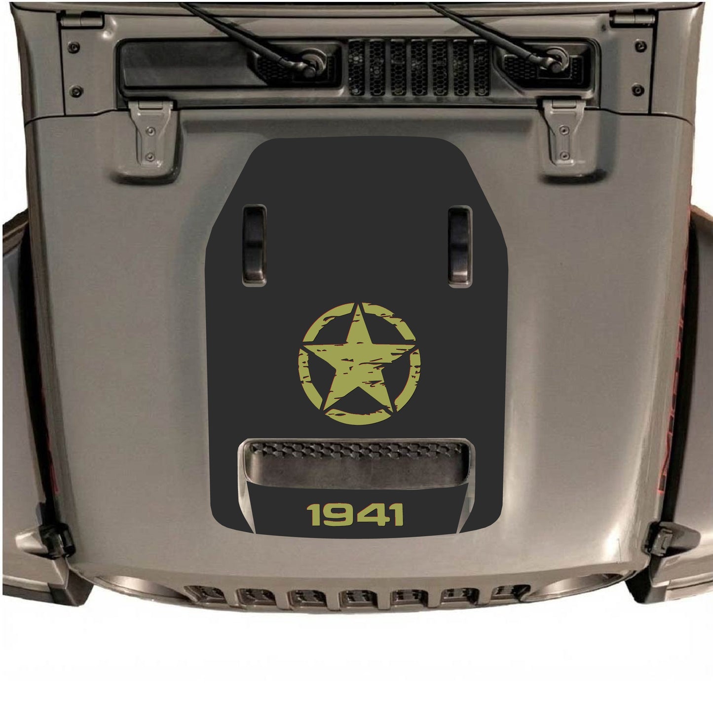 Hood Panel Decal/Sticker - 1941 Center Star Graphic Decal Graphic Kit - For Jeep JL JLU 392 2018 - Premium Vinyl