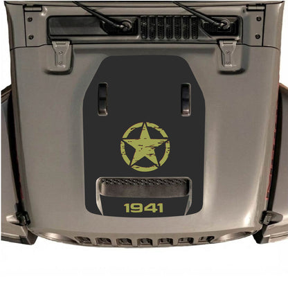 Hood Panel Decal/Sticker - 1941 Center Star Graphic Decal Graphic Kit - For Jeep JL JLU 392 2018 - Premium Vinyl