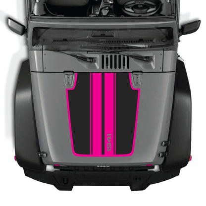 Calcomanía para capó Jeep Wrangler JK con gráfico de franjas 1941, kit premium de vinilo CarCode para modelos 2007-2018.