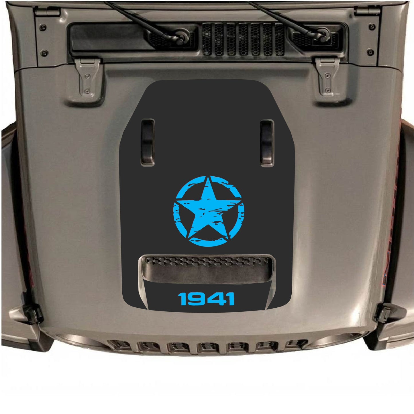 Hood Panel Decal/Sticker - 1941 Center Star Graphic Decal Graphic Kit - For Jeep JL JLU 392 2018 - Premium Vinyl