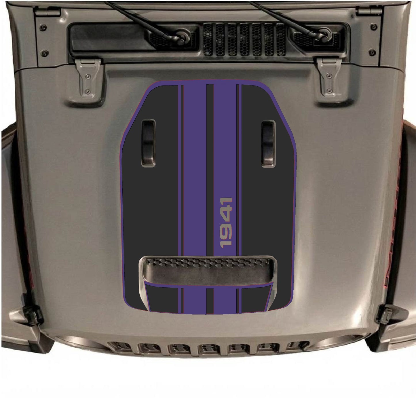 Hood Panel Decal/Sticker - 1941 Stripes with Border Graphic Decal Graphic Kit - For Jeep JL JLU 392 2018 - Premium Vinyl