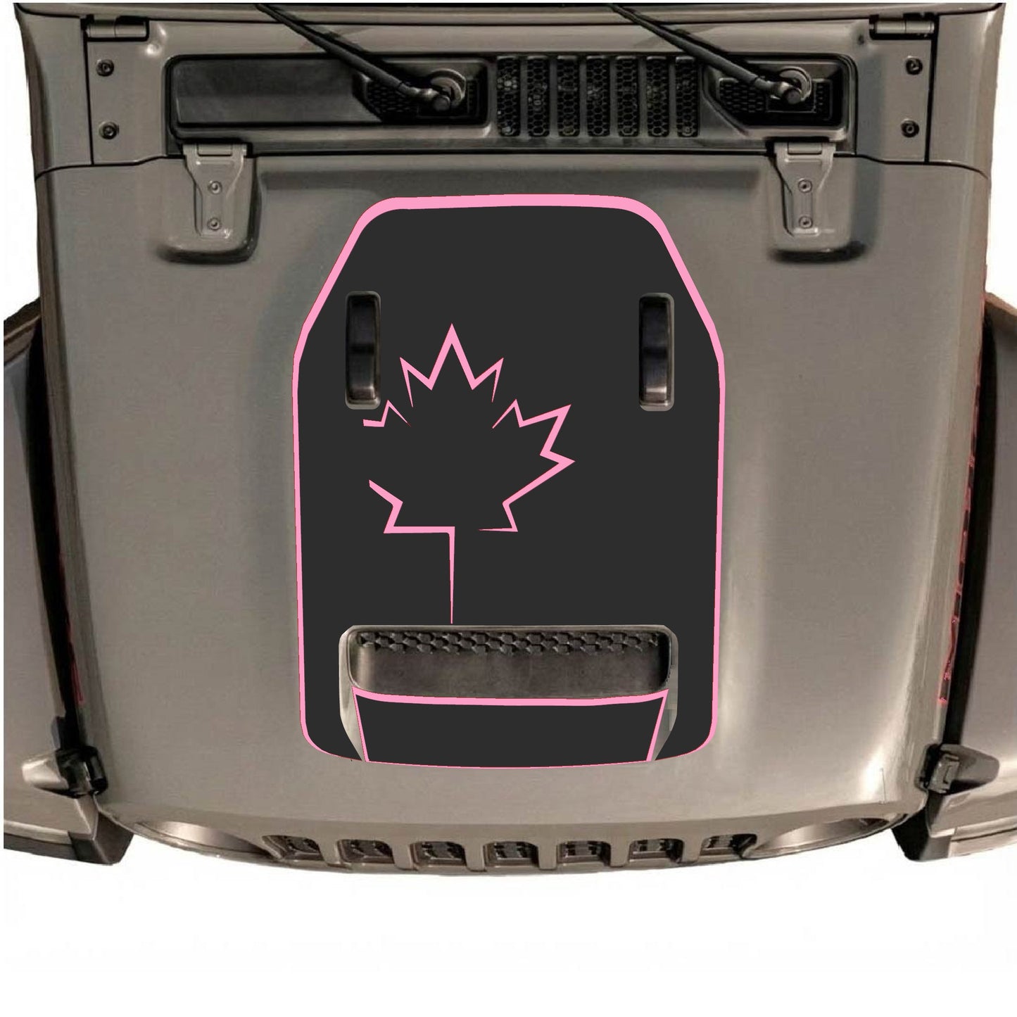 Hood Panel Decal/Sticker - Canada Leaf with Border Graphic Decal Graphic Kit - For Jeep JL JLU 392 2018 - Premium Vinyl