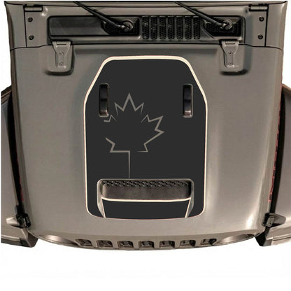 Hood Panel Decal/Sticker - Canada Leaf with Border Graphic Decal Graphic Kit - For Jeep JL JLU 392 2018 - Premium Vinyl