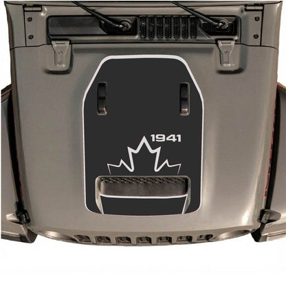 Hood Panel Decal/Sticker - 1941 Canada with Border Graphic Decal Graphic Kit - For Jeep JL JLU 392 2018 - Premium Vinyl
