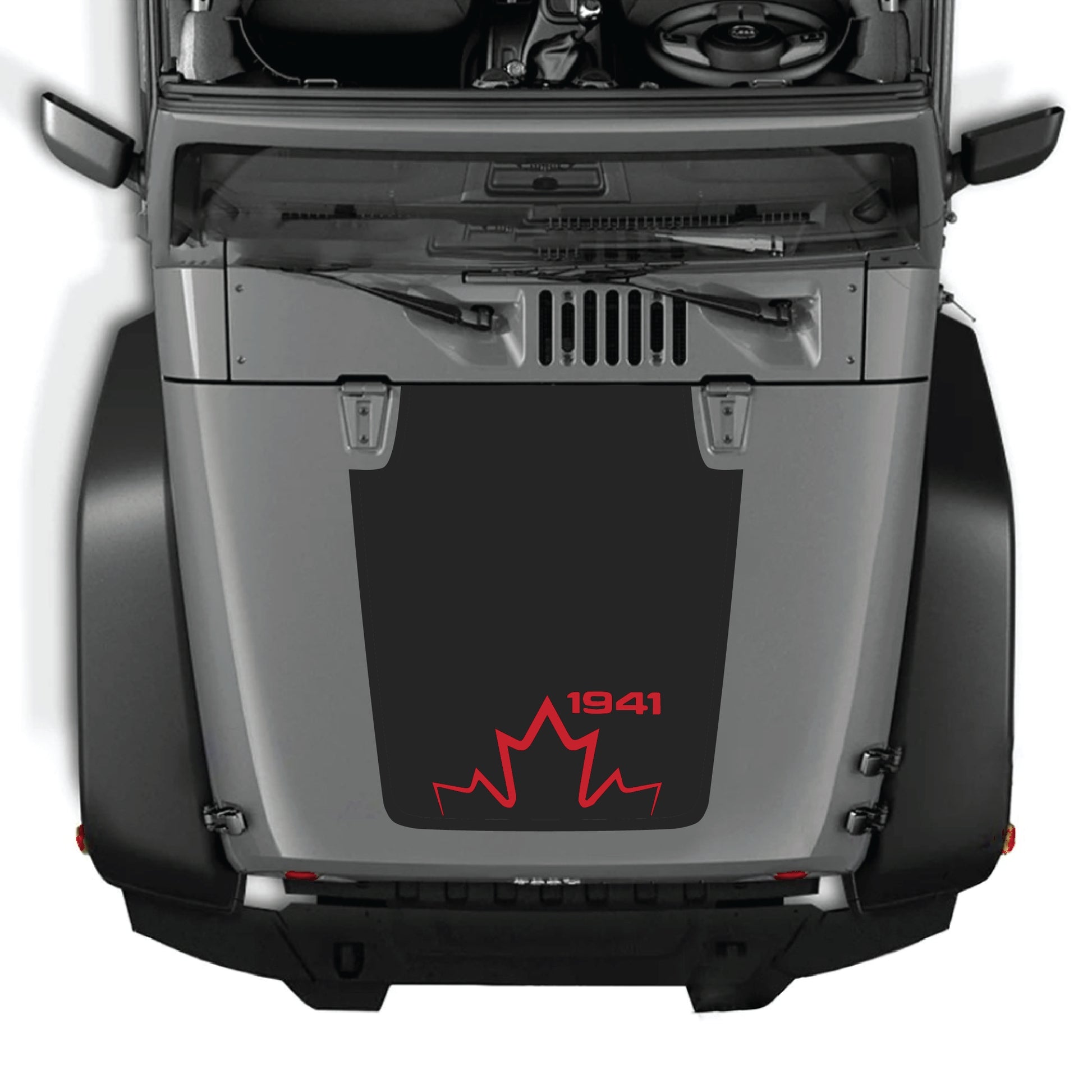 Canada 1941 hood decal graphic kit for Jeep Wrangler JK JKU 2007-2018, made from premium vinyl, featuring vintage-inspired design
