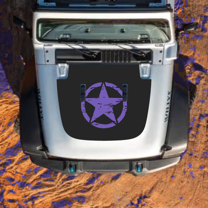 Hood Panel Decal/Sticker - Center Star Graphic Decal Graphic Kit - For Jeep JL JLU Sahara 2018-2025 - Premium Vinyl
