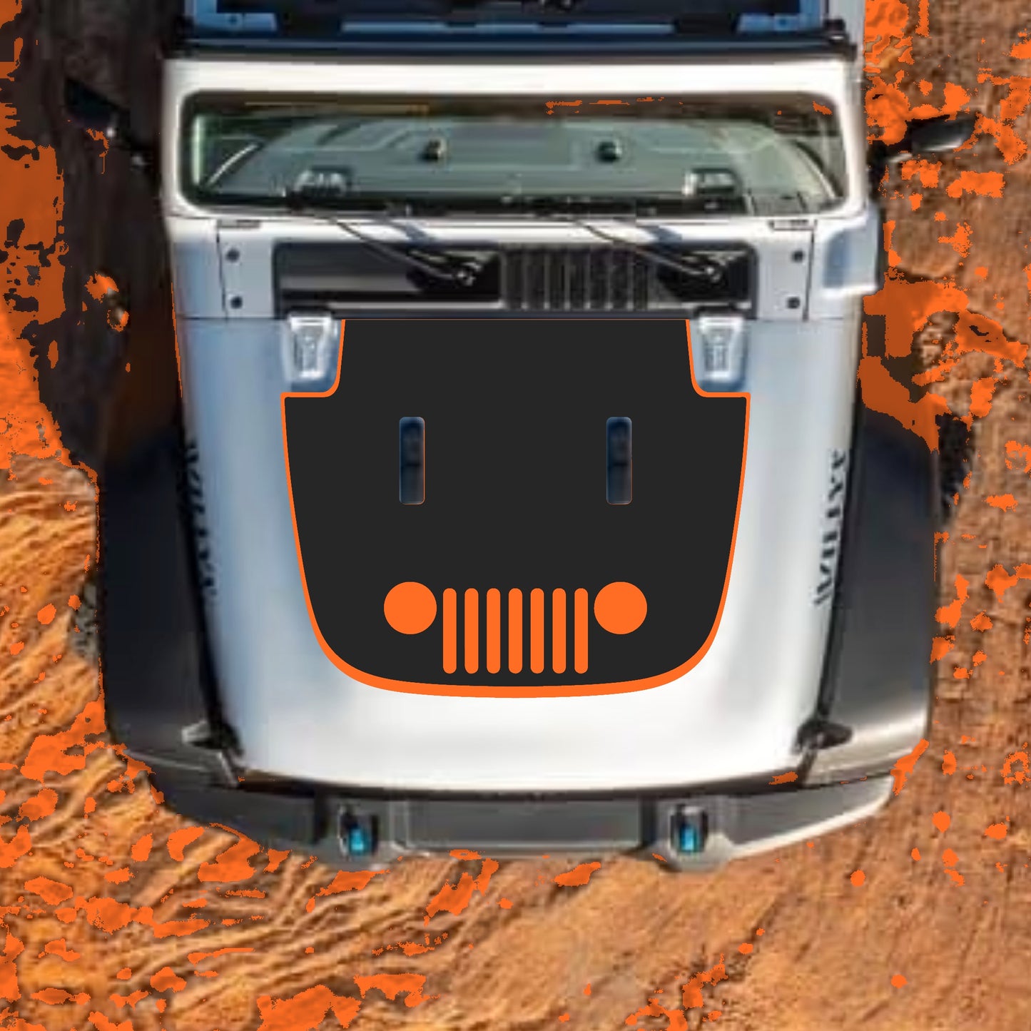 Hood Panel Decal/Sticker - Full Grill with Border Graphic Decal Graphic Kit - For Jeep JL JLU Sahara 2018-2025 - Premium Vinyl