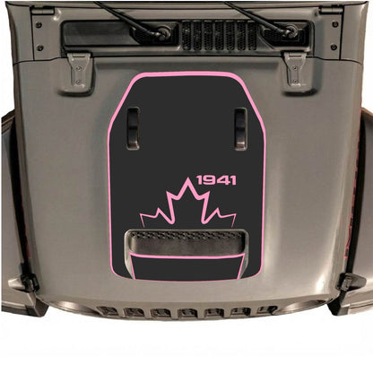 Hood Panel Decal/Sticker - 1941 Canada with Border Graphic Decal Graphic Kit - For Jeep JL JLU 392 2018 - Premium Vinyl