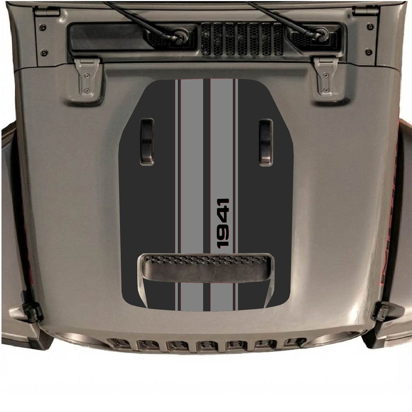 Hood Panel Decal/Sticker - 1941 Stripes Graphic Decal Graphic Kit - For Jeep JL JLU 392 2018 - Premium Vinyl