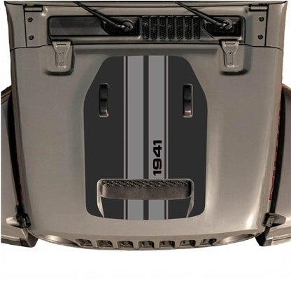 Hood Panel Decal/Sticker - 1941 Stripes Graphic Decal Graphic Kit - For Jeep JL JLU 392 2018 - Premium Vinyl