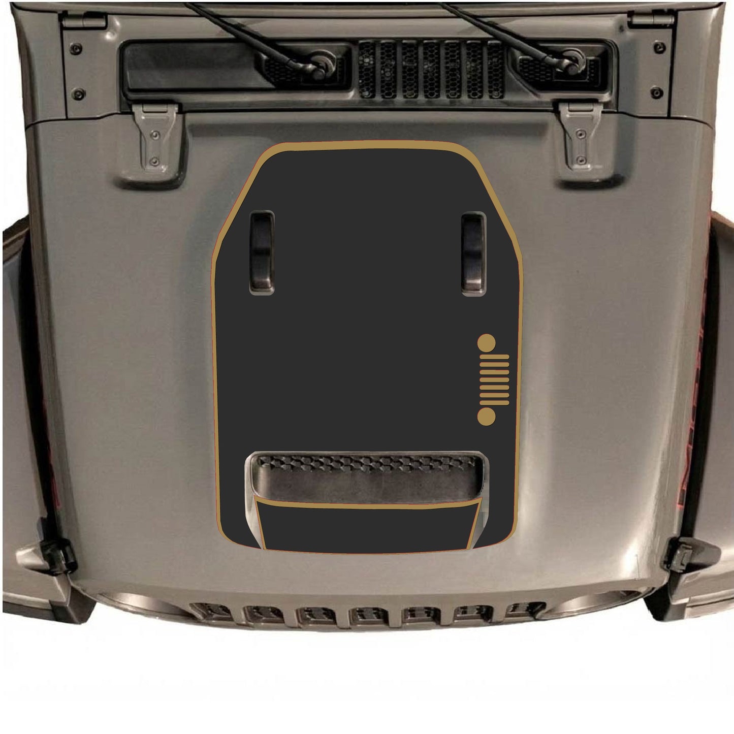 Hood Panel Decal/Sticker - Right Side Grill with Border Graphic Decal Graphic Kit - For Jeep JL JLU 392 2018 - Premium Vinyl