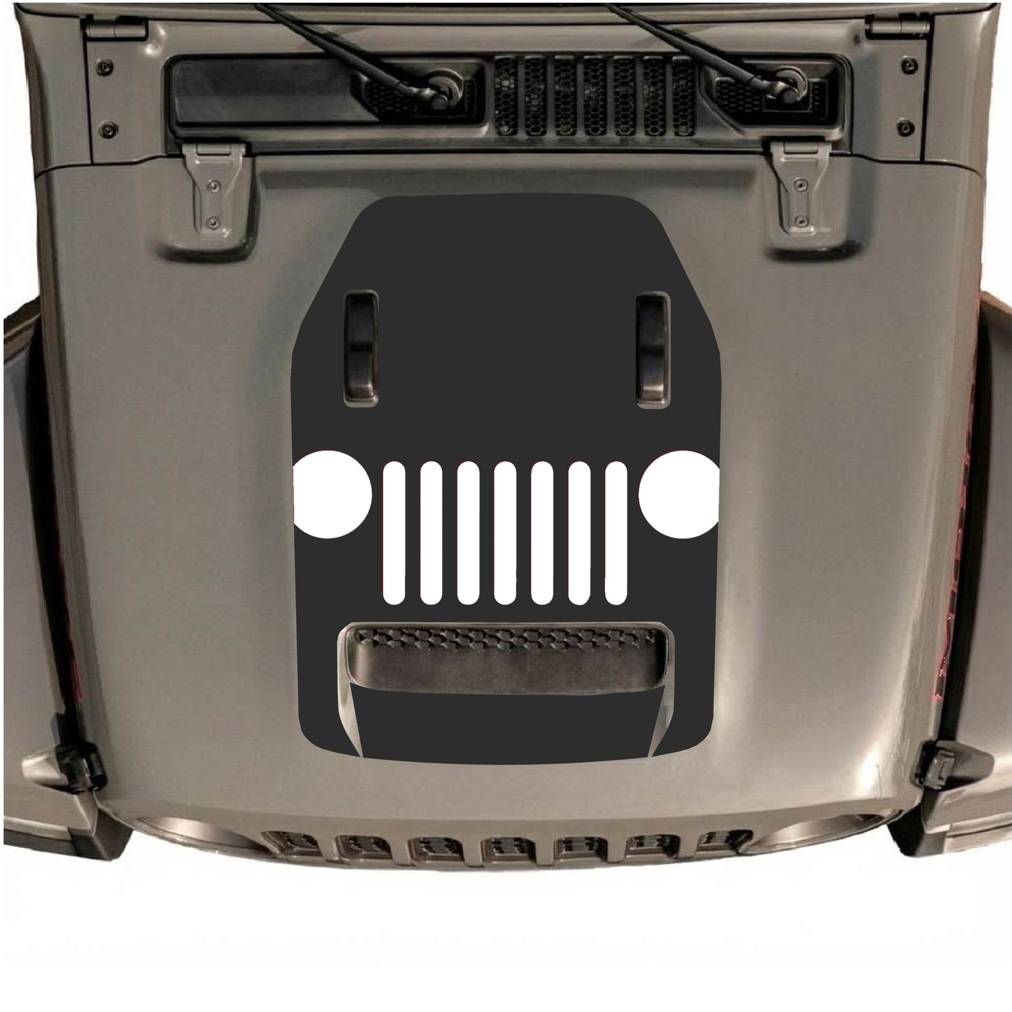 Hood Panel Decal/Sticker - Full Center Grill Graphic Decal Graphic Kit - For Jeep JL JLU 392 2018 - Premium Vinyl