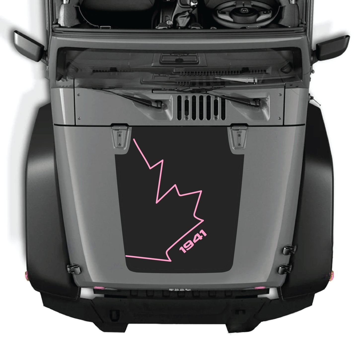 Canada full leaf hood decal graphic kit for Jeep Wrangler JK JKU 2007-2018, made with premium vinyl by CarCode.