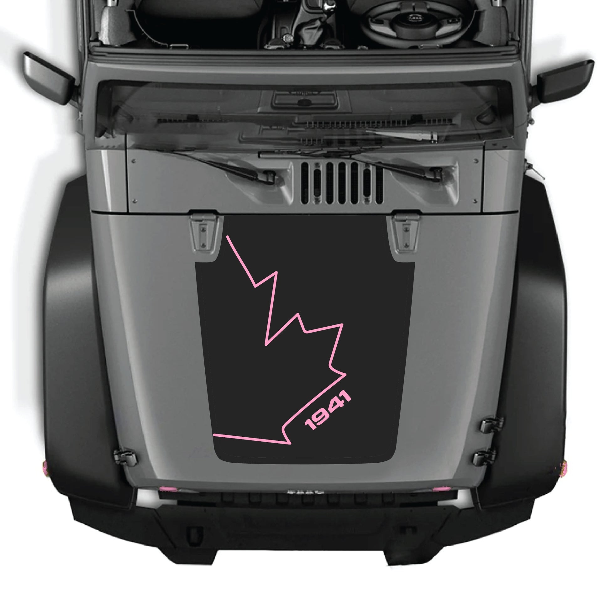 Canada full leaf hood decal graphic kit for Jeep Wrangler JK JKU 2007-2018, made with premium vinyl by CarCode.