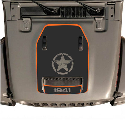 Hood Panel Decal/Sticker - 1941 Center Star with Border Graphic Decal Graphic Kit - For Jeep JL JLU 392 2018 - Premium Vinyl
