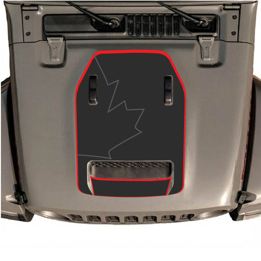 Hood Panel Decal/Sticker - Canada Full Leaf with Border Graphic Decal Graphic Kit - For Jeep JL JLU 392 2018 - Premium Vinyl