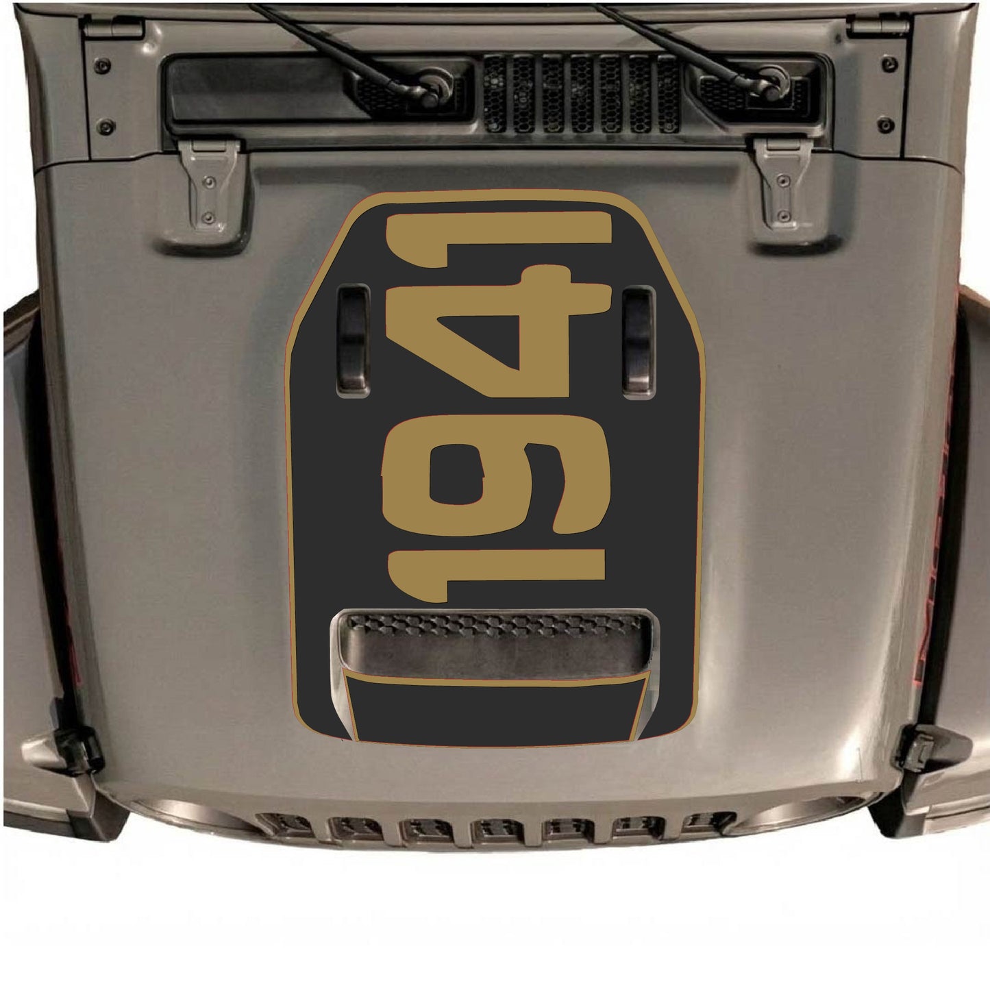 Hood Panel Decal/Sticker - 1941 with Border Graphic Decal Graphic Kit - For Jeep JL JLU 392 2018 - Premium Vinyl