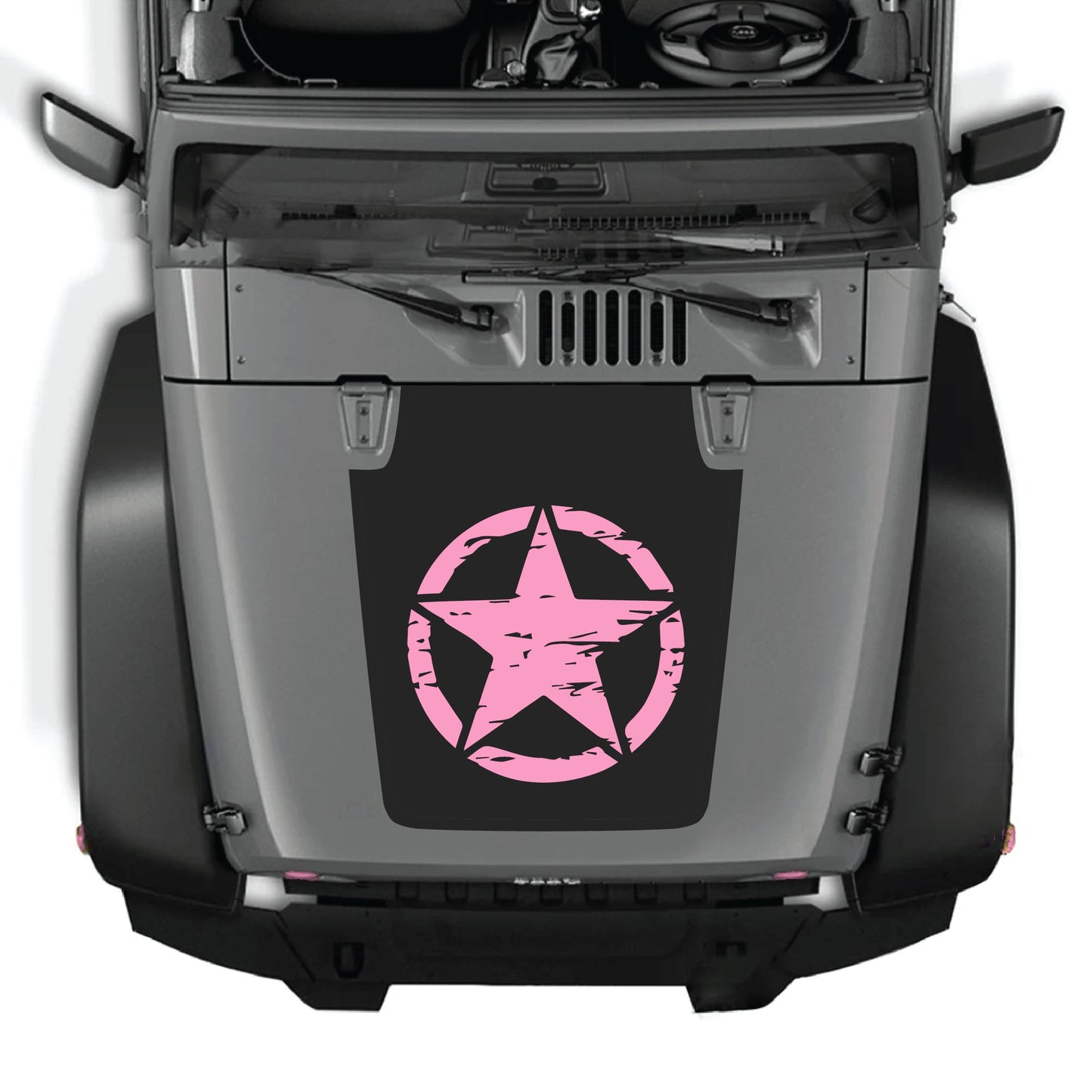 Full star hood decal graphic kit for Jeep Wrangler JK and JKU, made of premium vinyl by CarCode.