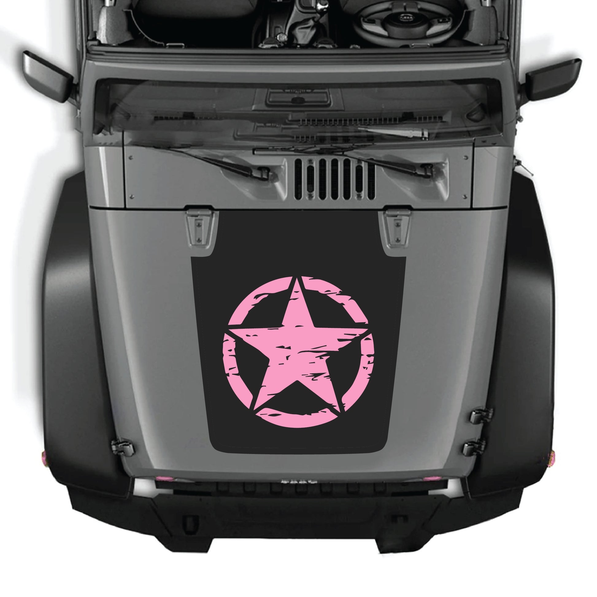 Full star hood decal graphic kit for Jeep Wrangler JK and JKU, made of premium vinyl by CarCode.