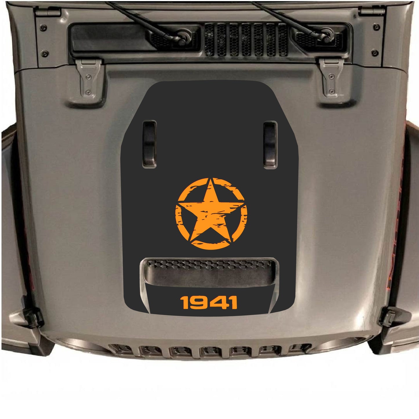 Hood Panel Decal/Sticker - 1941 Center Star Graphic Decal Graphic Kit - For Jeep JL JLU 392 2018 - Premium Vinyl