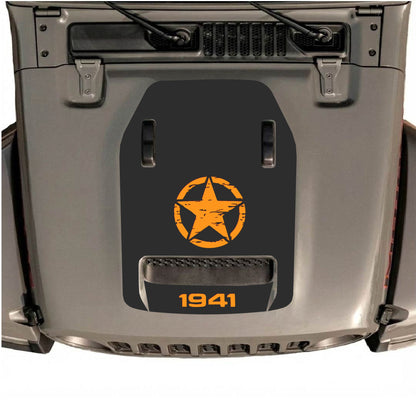 Hood Panel Decal/Sticker - 1941 Center Star Graphic Decal Graphic Kit - For Jeep JL JLU 392 2018 - Premium Vinyl