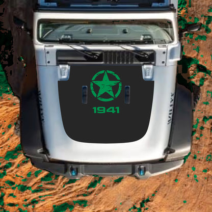 Hood Panel Decal/Sticker - Top Star 1941 Graphic Decal Graphic Kit - For Jeep JL JLU Sahara 2018-2025 - Premium Vinyl
