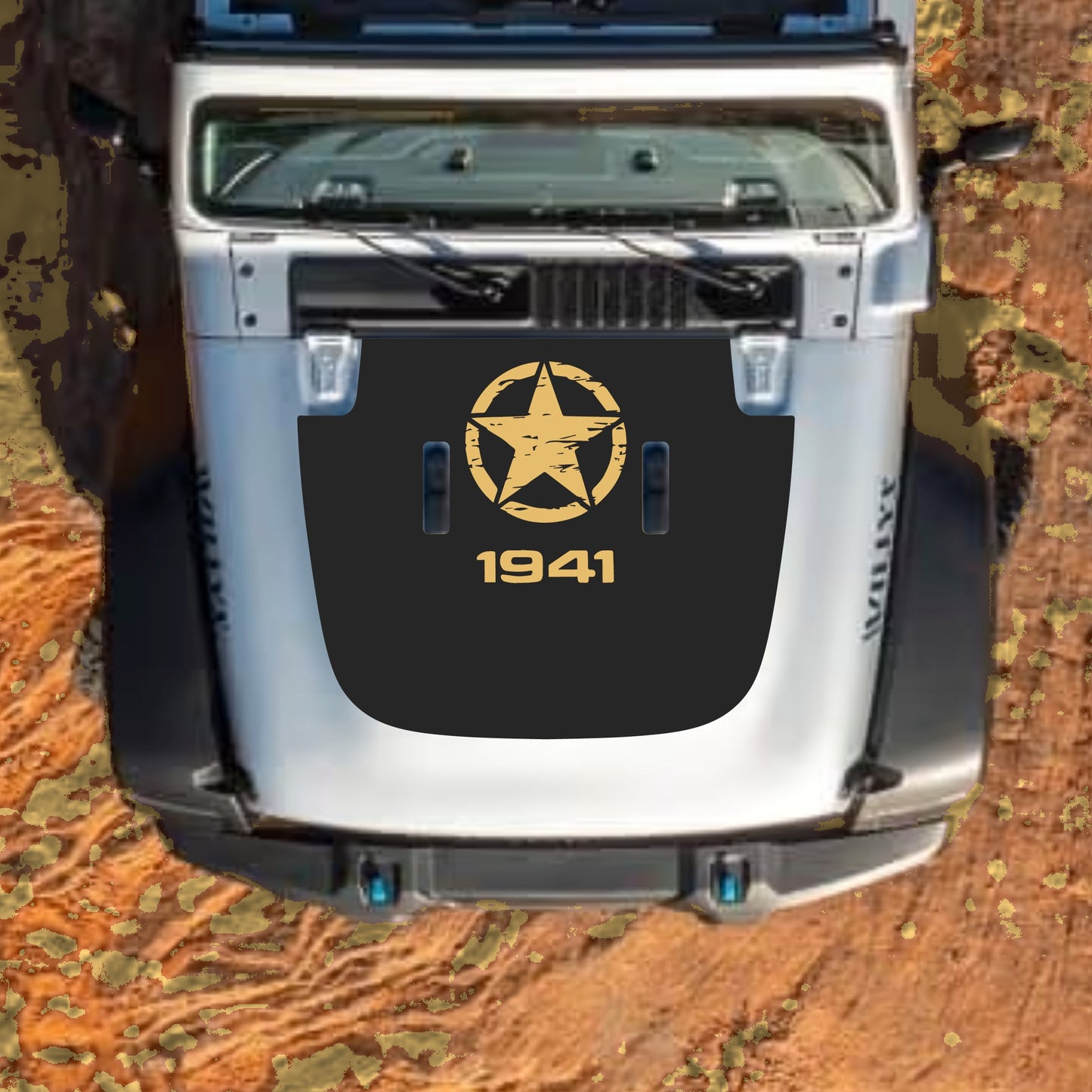 Hood Panel Decal/Sticker - Top Star 1941 Graphic Decal Graphic Kit - For Jeep JL JLU Sahara 2018-2025 - Premium Vinyl